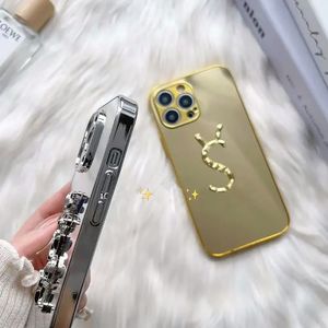 Luxuriöse plattierte Spiegel-Handyhüllen für iPhone 15 Pro Max Hülle Apple iPhone 14 13 12 11 Pro XS Max XR X 15 Plus Cover Bling Gold Silber Acryl Spiegel Designer Handyhülle