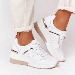 Stövlar 2022 Kvinnor Sneakers Laceup Wedge Heels Sportskor Vulkaniserade skor damer Casual Platform Sneakers Tennis Shoes Zapatos Mujer