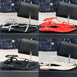 2024 Female Designer Casual Roman Sandals Full Leather Fine Ribbon Woven Womens Sandals Ultra Light Thick Sole Fashion Rubber Sole Flat Bottom Ladies Sandals 35-40