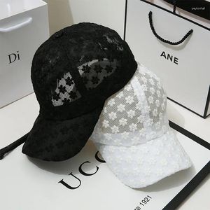 Ball Caps Hollow Lace Flower Baseball Cap Summer Anti UV Breathable MeshHats Sports Floral Hat Women Girls