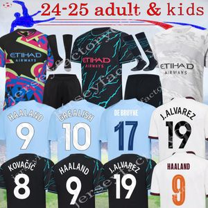 16-4xl 23 24 Fjärde Haaland Soccer Jerseys Mans Kovacic Joao Cancelo Aldult Kids Kit 2024 City Grealish de Bruyne Ruben Tredje Bernardo Mahrez Foden Football Shirt