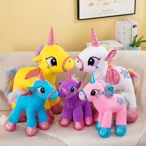 Yeni Rainbow Unicorn Bebek Peluş Oyuncak Bebek Doldurulmuş Anime Doğum Günü Hediyeleri Ev Yatak Odası Dekorasyon