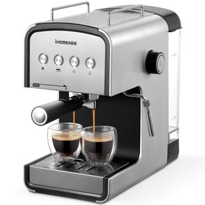 Ihomekee Italian Espresso 15 Pieces, Cappuccino Latte Hine, with Bubble Steam Bar, Suitable for Home and Office Fast Heating Coffee Hine - CM6822,