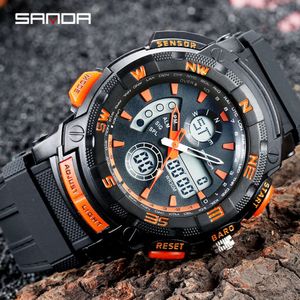 New Electronic Adult Middle School Student Youth Multi Functional Sports Waterproof Trend Dual Display Men's Watch