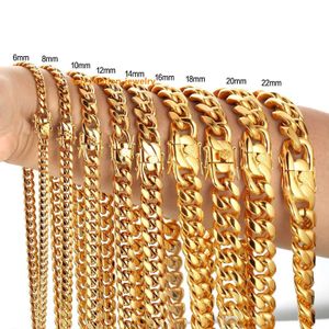 Best High Quality Saudi Thailand 18k Gold Plated Stainless Steel Men Gold Filled 20mm Gold Cuban Chains Necklace Jewelry