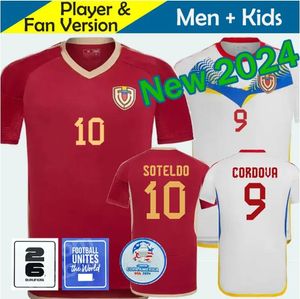 Soccer Raro 2024 2025 VENEZUELA Soccer Jerseys Kit Kit 24/25 Camisa de futebol da equipe nacional Home Red Away White Camisetas Copa América