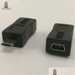 Computer Cables Connectors 500Pcs/Lot Wholesale Micro Usb Male To Mini 5Pin Female Adapter Charger Connector Converter Adaptor Drop De Otrav