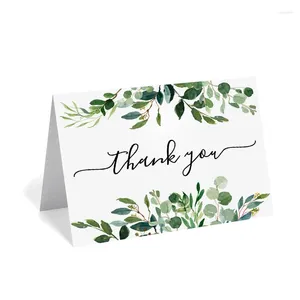 Party Decoration 4.25x5.5"Greenery Leaves Thank You Cards (Bulk 10-Pack) And White Envelopes Set For Birthday Baby Shower Weddings Favors