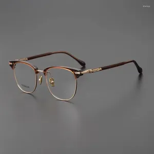 Sunglasses Frames Vintage Acetate Half Frame Titanium Glasses Men's Business Myopia Prescription Optical Women's