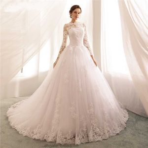 2024 donne sexy abito da sposa in pizzo nuovo lusso dubai bianco abito lungo sexy manica in pizzo una linea pieghe treno abiti plus size abito da sposa sposa vestido de novia