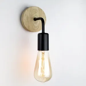 Wall Lamp Nordic Wooden Indoor Bedside Black/White Lights For Home Bedroom Living Room Aisle Corridor Decorative Light
