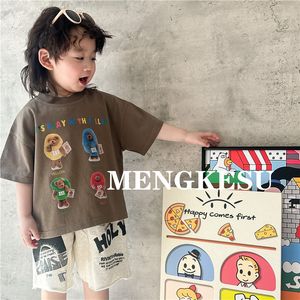 Kinder cartoon brief gedruckt T-shirt jungen kurzarm baumwolle casual tops 2024 sommer kinder lose sport shorts Z7282