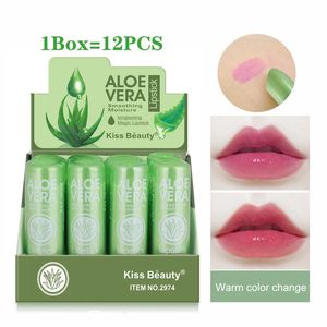 1224 pçs em massa atacado lábios comestics conjunto aloe vera bálsamo labial sexy batom óleo de argan plumping hidratante batom 240313