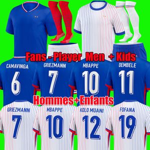 Fans Player Version Maillots De Football 2024 2025 French Teams Soccer Jerseys Euro 24 Football Shirts MBAPPE GRIEZMANN Maillot DE Foot Kit Shirt MEN Kids Sets 52 47 69