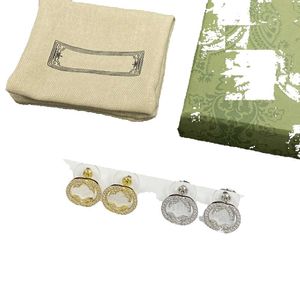 여성을위한 골드 다이아몬드 디자이너 Hoop Stud Letter Earrings Box 세트 발렌타인 데이 선물 약혼 #100