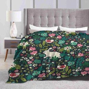 Blankets Forest Friends Trend Style Funny Fashion Soft Throw Blanket Birds Florals Wild Flowers Surface Pattern Kids