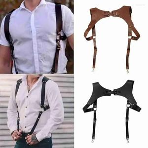 Cintos PU Couro Suspensórios Masculinos Ombro Arnês Gentil Esportista Adulto Vintage Cinta Ajustável Clipe