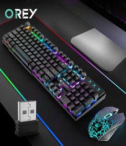 24G Беспроводная игровая клавиатура Мышь Комбинированная RGB подсветка Клавиатура Оптическая мышь для Macbook Ноутбук PC Gamer Computer1742483