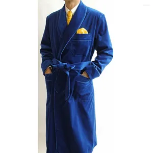 Men's Suits Smoking Blazer Blue Men Velvet Double Breasted Shawl Lapel Daily Outwear Casual Long Jacket One Piece Elegant Male Terno