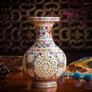 Vases Antique Jingdezhen Handicraft Ceramic Vase Chinese Pierced Hollow Wedding Gifts Home Furnishing Decoration Craft Articles