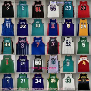 Klassisches Retro-Basketball-Michael-Trikot Carter McGrady Iverson Francis Kemp Bryant Hardaway James Anthony Johnson Ewing Chamberlain Arenas Rodman Durant Payton