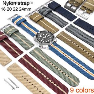 Assista Bandas Hiqh Qualidade Listrado Nylon Strap 18mm 20mm 22mm 24mm Universal Band Pulso Pulseira Bandas de Tecido Y240321