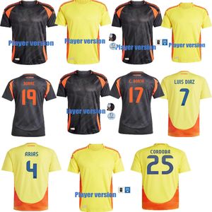 S-XXL Colômbia versão do jogador Away Jerseys de futebol Duvan 24 25 Falcao James Home Football Shirt Cuadrado National Team Men Kit Camiseta de Futbol Maillot Uniform