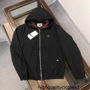 Designer The correct version of men's high-end drawstring hooded clothes, sports and age reducing casual jackets, windbreaker jackets HNR2