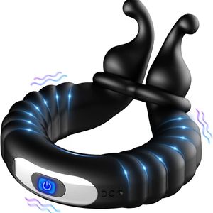 Vibrerande kuk ring penisring med kanin design laddningsbar silikon vibration vuxna leksaker par vibrator med 10 vibrationslägen sexleksaker för män par