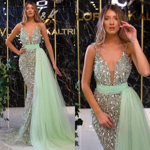 Fashion Women Evening Dresses Spaghetti Strap Sleeveless Prom Gowns Sequins Sweep Dress For Party Custom Made Robe De Soiree
