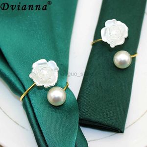 Handdukringar 6/12st Flower Pearl -servettringar bröllop servetthållare för alla hjärtans dag julmiddagsbord dekoration 2023 hwf38 240321