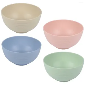 Bowls 4 Pcs Bowl Set Salad Serving For Kitchen Eating Household Tableware Plastic Cereal Soup Microwave Safe Unbreakable