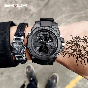 Military Style Large Dial Trendy Men's Watch, Male Student Fashion Trend Multifunctional Digital Waterproof Electronic Watch