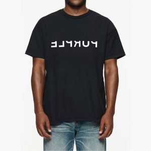 자주색 T 셔츠 디자이너 T 셔츠 남성 Tshirt 여성 Tshirts Pur064 리버스 레터 인쇄 짧은 슬리브 티셔츠 패션 유행 크기 S-XXL