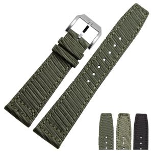 Hausschuhe 20mm 21 mm 22 mm Nylon Canvas Fabric Watch Band für IWC Pilot Spitfire Timezone Top -Gurt Grüne Schwarze Gürtel Armbanduhr -Gurte