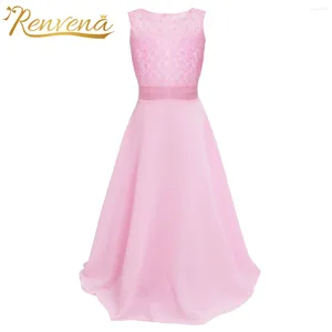 Vestidos de menina flor crianças meninas floral renda chiffon maxi vestido festa de casamento primeira comunhão para roupas infantis