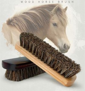 Escova de sapato de crina polonês couro natural cabelo de cavalo real macio ferramenta de polimento de óleo limpeza escovas de remoção de poeira