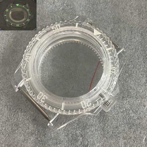 Custodia per orologio SUB in gomma trasparente con modifica della cassa dell'orologio con maschera luminosa in acrilico da 40 mm adatta per movimento NH35/36/4R