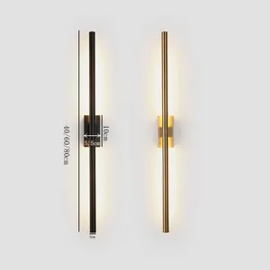 Lampada da parete Tubo metallico Lampade a LED Soggiorno moderno Camera da letto Foyer Bagno Bagno Decorazione in ottone nero Sconce Luce a specchio