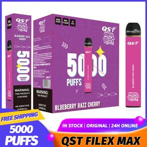 Original QST FILEX Max 5000 Puffs Descartáveis 13 Sabores E Cigarros Vape Kits de dispositivos desecháveis 850mAh Código de segurança da bateria Carrinhos pré-preenchidos 12ML vaporizador vaper