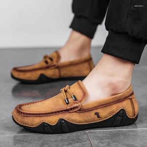 Casual Shoes Leather Sneakers For Men Summer Loafers Driving Comfort Slip On Mens Moccasins Brand Luxury Dress