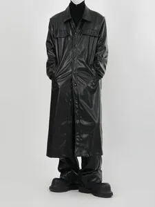 Men's Jackets Long Coat PU Leather Trench Autumn And Winter Texture Over The Knee