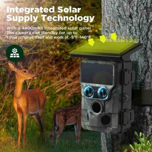 Câmeras para trilhas de caça SunGusOutdoors 4K 48MP WiFi solar de lente dupla armadilha para câmera de trilha de vida selvagem com configurações de aplicação de sensor local de 13MP Q240325