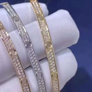 Top de luxo Fine Brand Fine Pure 925 Sterling Silver Jewelry for Women Blen Bangle Design Thin Gold Gold Diamond Love Bangle Wedding noivado Bracelete bom