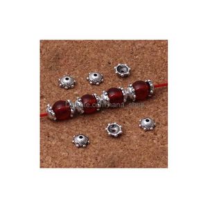 Pärlkapslar 1000pcs Tibetan Sier Flower 6mm Beads Spacer Accessories Smycken Making Tassel End Drop Leverans Fyndkomponenter DHDZ7