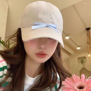 Ball Caps Korean Ins Bow Knot Baseball Cap Summer And Spring Sun Protection Japanese Y2k Fashions Travel Beach Hat Women