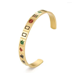 Pulseira de titânio aço treze unidades Mahjong pulseira todas as cores pulseiras abertas joias masculinas e femininas