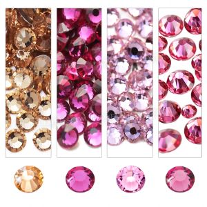 Kit Rosa Fucsia Rosa Champagne Ss3ss30 Strass per unghie Parte posteriore piatta Non Hot Fix Strass di cristallo Diamante Glitter Pietra per indumenti fai da te