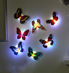Färgglada LED -lampor Väggklistermärken Easy Installation Butterfly Dragonfly LED Night Light for Children Baby Bedroom Party Christmas 8151223