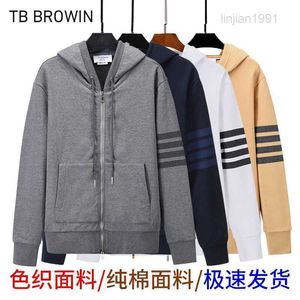 Mens Hoodies Sweatshirts TB browin new TB zipper coat yarn dyed sweater for men and women Korean casual primer